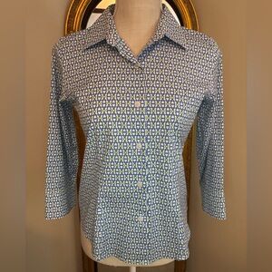 Talbots Blue and Green 3/4 sleeve Shirt - size 4